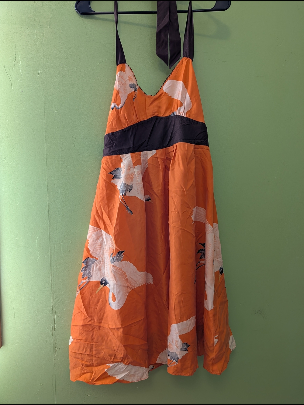 Moulinette Soeurs Anthropologie Orange Crane Halter Dress